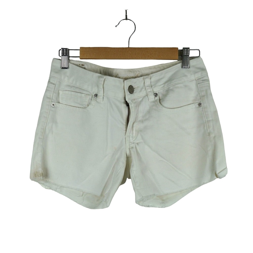 American Eagle Outfitters Women's White Stretch‎ Denim Shorts Size 6